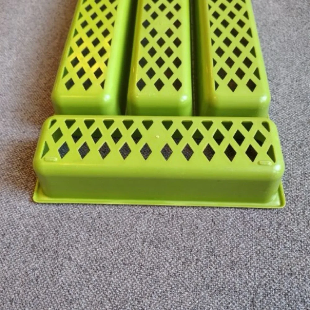 Vtg Plastic Utensil Drawer Organizer Silverware Holder Lattice Avocado Green